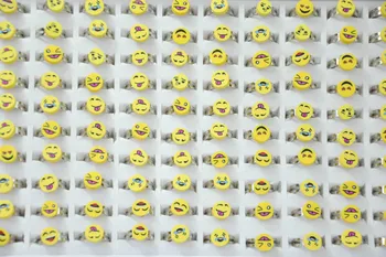 

300Pcs Lovely Soft glue Smiley Face Girls Kids Ring Children Jewelry Lots Environmental protection Free Shipping LR4063
