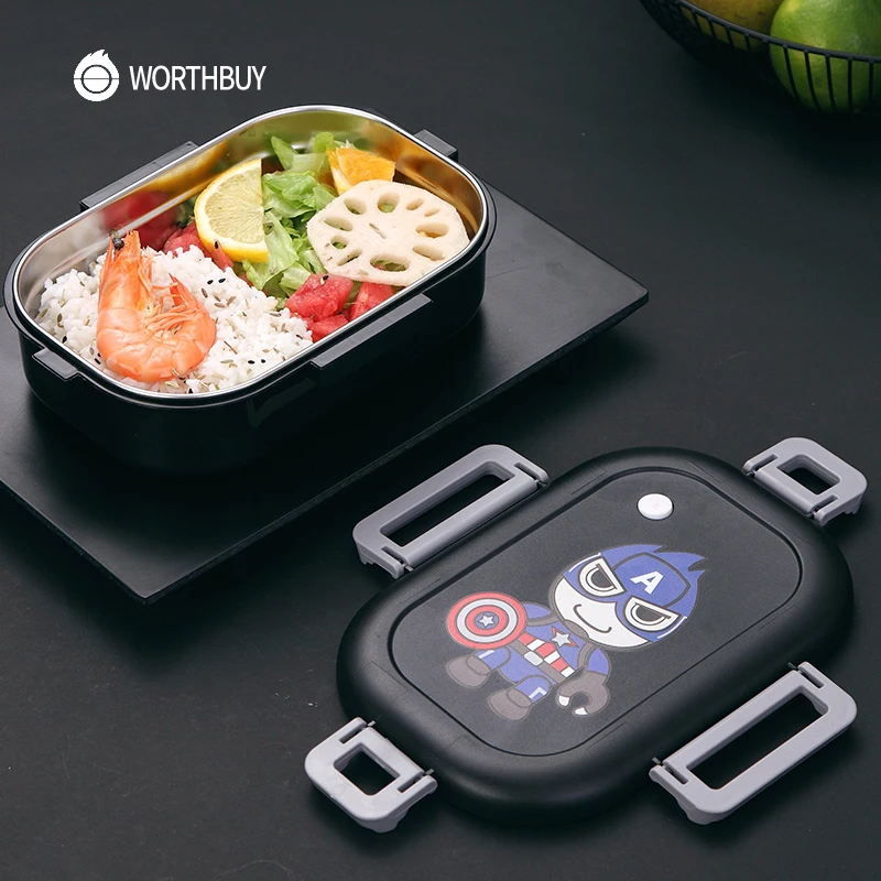 WORTHBUY милые коробка для обедов с мультипликацией детей японский 304 Нержавеющая