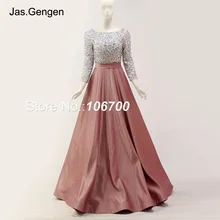 Арабское украшенное сверкающими кристаллами вечерние платья с длинными рукавами бальное платье с круглым вырезом и поясом Королевского синего цвета Длинные вечерние платья для выпускного вечера