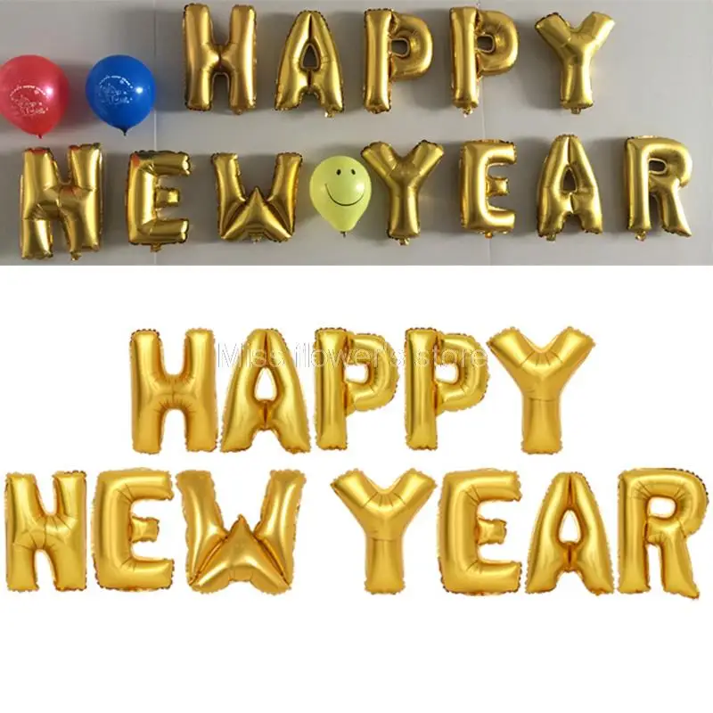 12 шт 16 дюймов &quotHAPPY Новый год&quot английские буквы Фольга воздушные шары Семья