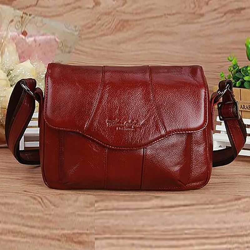 Высококачественная женская сумка-мессенджер из натуральной воловьей кожи, повседневная женская сумка-хобо для покупок, сумка через плечо - Цвет: Red L