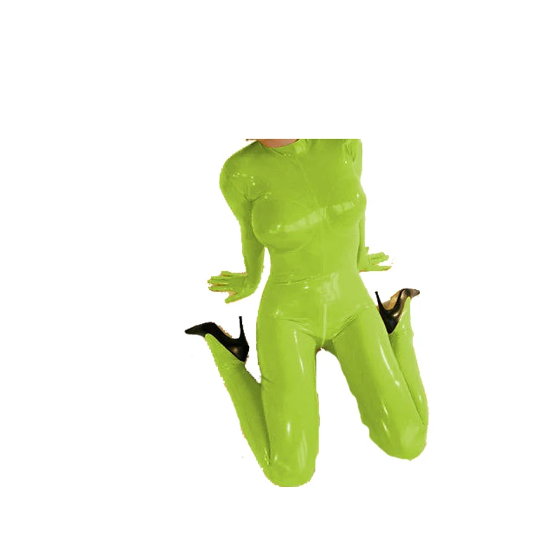 

Latex Rubber Women Catsuit Apple Green Tights Bodysuit Suit Size XXS-XXL