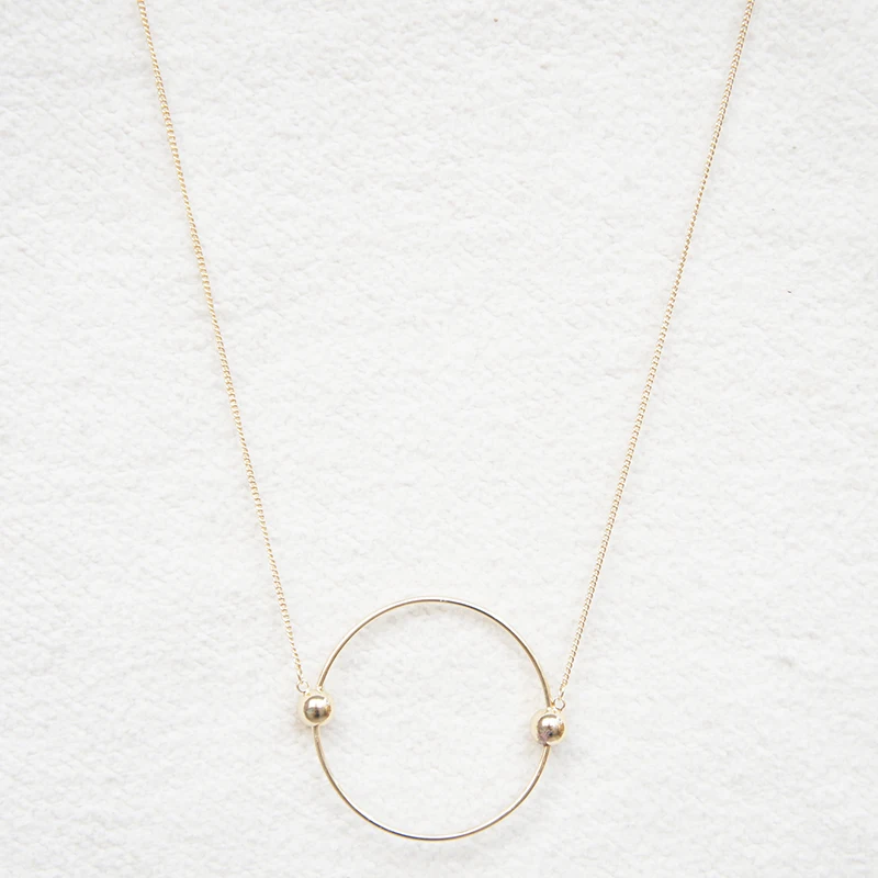 

Contracted circle multicolor pendant decorative necklace Female long necklace matte black necklace