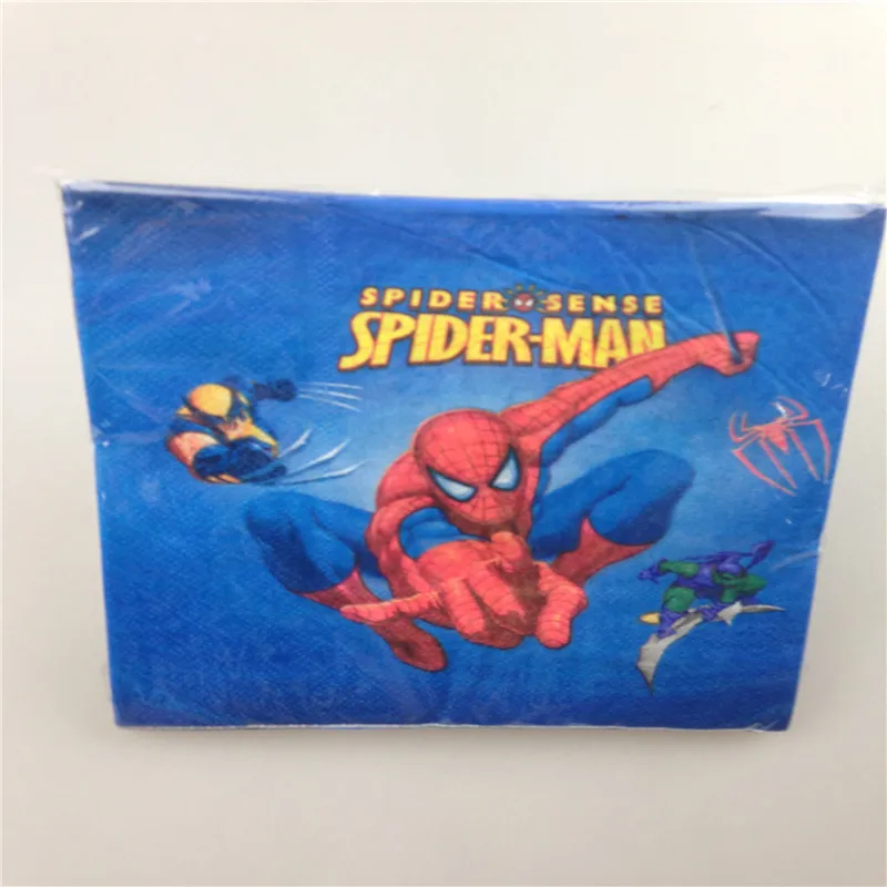 20pcs/pack Food grade spiderman Paper Napkin Cartoon Festive & Party