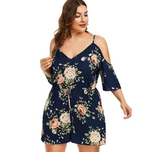 Plus Size 5XL Bodysuit Cold Shoulder Floral Print Romper Women Spaghetti Strap Playsuit Summer Boho Overalls Casual Sexy Rompers Plus Size 5XL Bodysuit Cold Shoulder Floral Print Romper Women Spaghetti Strap Playsuit Summer Boho Overalls Casual Sexy Rompers