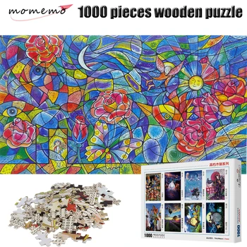 

MOMEMO Abstract Painting Wooden 1000 Pieces Toys Puzzle Adult Jigsaw Puzzles Puzzle Game Assembling Toy for Children Kids Gifts