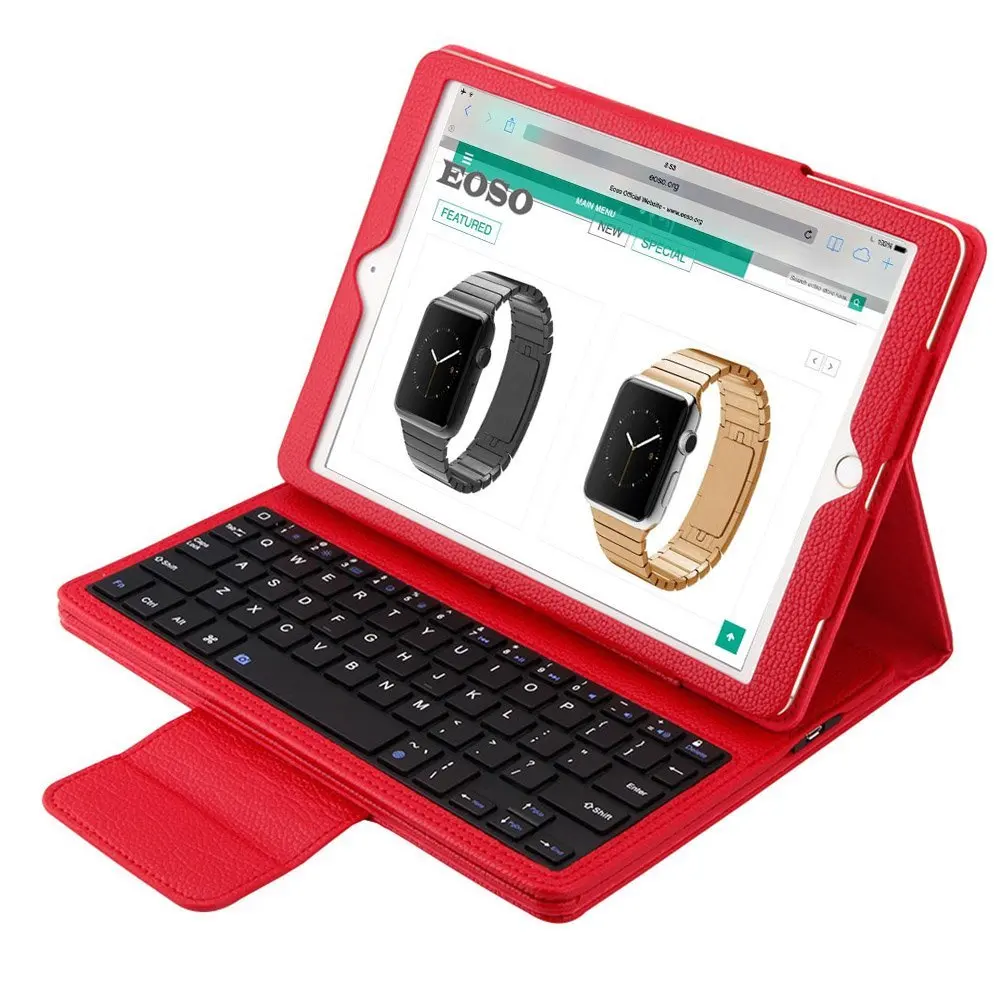 

for iPad Air,iPad Air 2,iPad Pro 9.7 iPad 9.7 Keyboard case Folding Leather Folio Cover with Removable Bluetooth Keyboard Case
