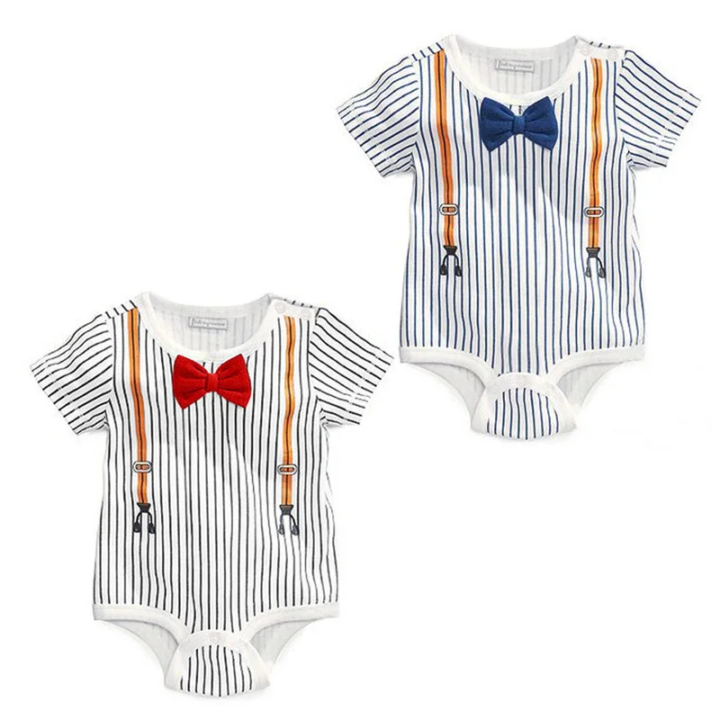 

2019 hot sale newborn baby baby boy girl striped bow jumpsuit jumpsuit clothes summer spring cotton baby clothes Baby tights