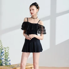 Цельный купальник женский сексуальный модный отдых черная звезда сетчатый слинг купальный костюм гофрированный плоский угол летняя пляжная одежда