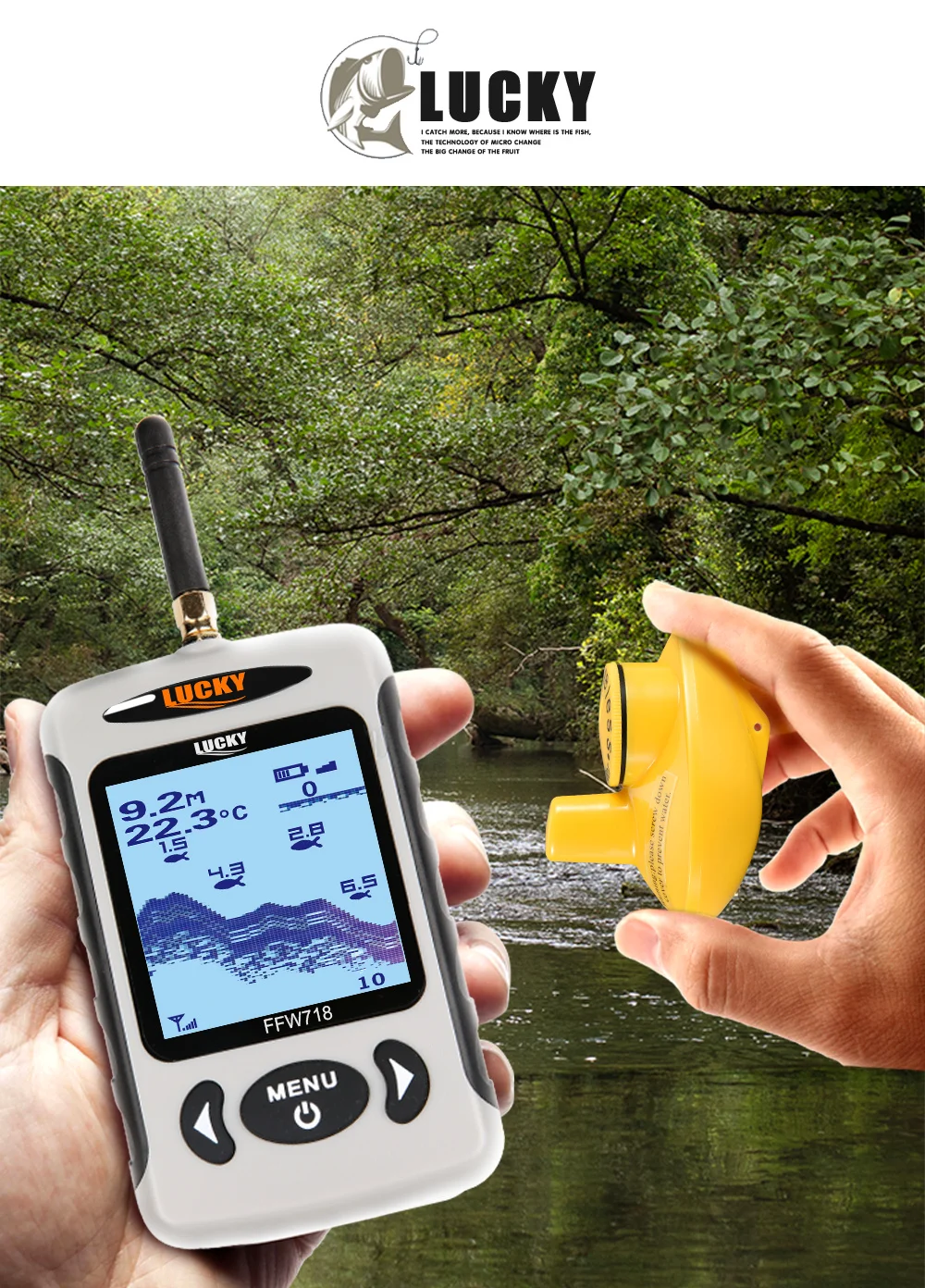 FFW718 Wireless Sonar Sensor Findfish Echo Sounders Underwater Detector Camera  45M135FT Depth Sounder Alarm Carp Fishing (14)