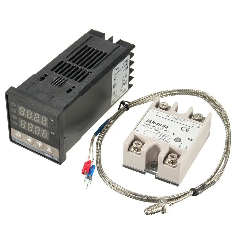 

Brand New Digital 110-240V PID REX-C100 Temperature Controller + 40A SSR + K Thermocouple Brand New