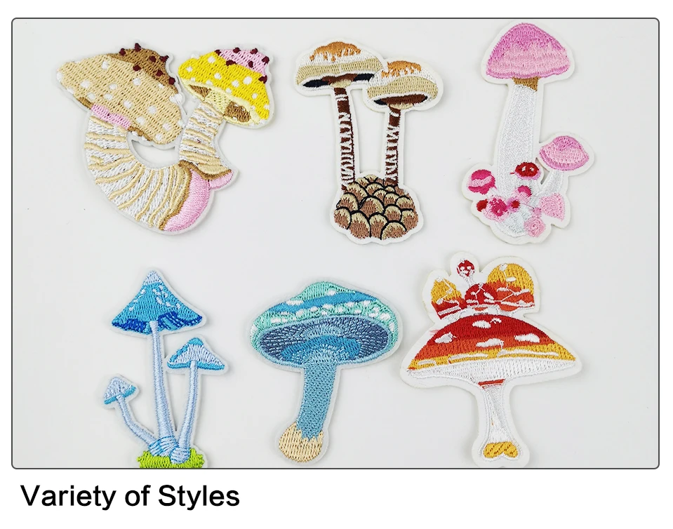 Iron On Patches Kids Cute DIY Stripe Mushroom Patch Small Size Embroidery Badges For Clothes Clothing Fabric Garment (5)