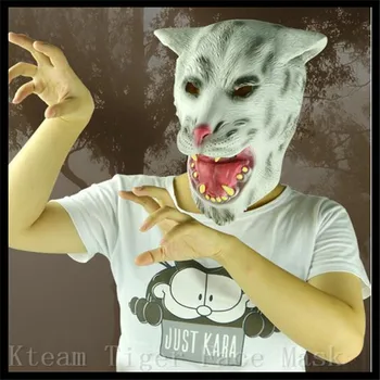 

Top Grade Animal Full Head Tiger Latex Mask Mythology Fancy Prop Tiger Masks Creepy Costume Party Supplies Realistic Face Mask
