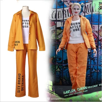 

Harley Quinn Cosplay,Movie Suicide Squad Cosplay Harley Quinn Costumes Prison uniform Sets Printing Unisex Adult Joker clothing