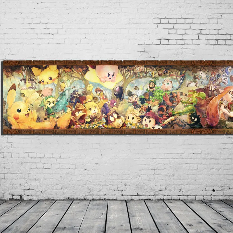 Modular-Pictures-Canvas-Painting-Super-Smash-Bros-Classical-Video-Game-Retro-Style-Mural-Wall-Art-Poster