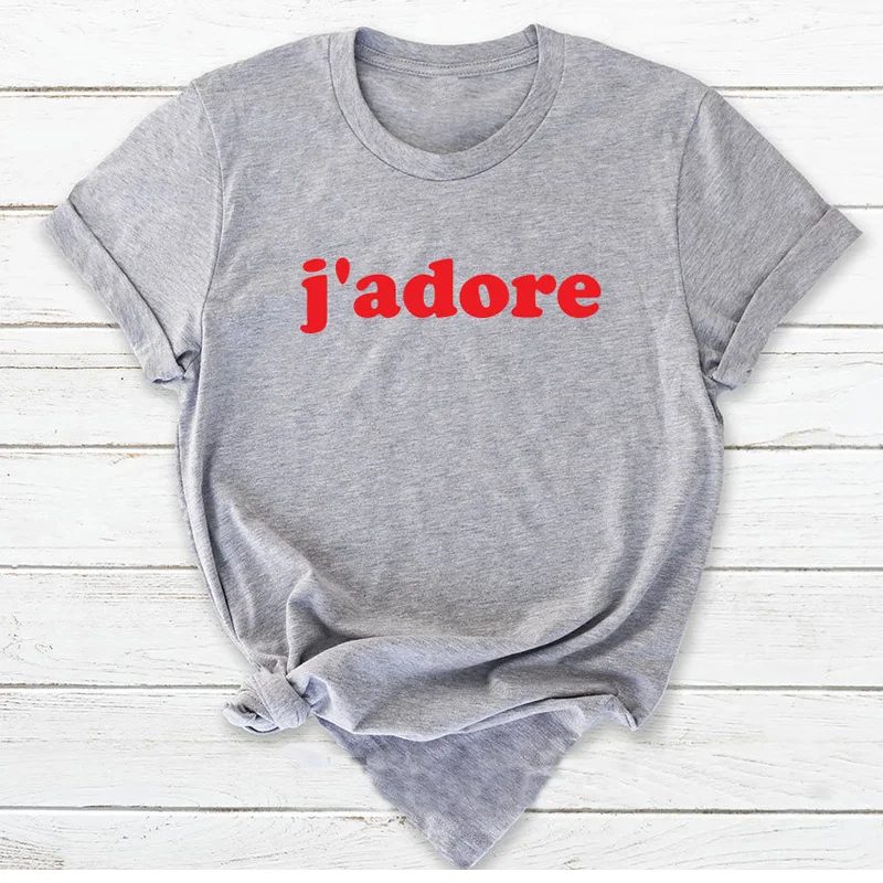Женская футболка в стиле Харадзюку женские футболки Camisa Feminina French J'Adore хлопковая