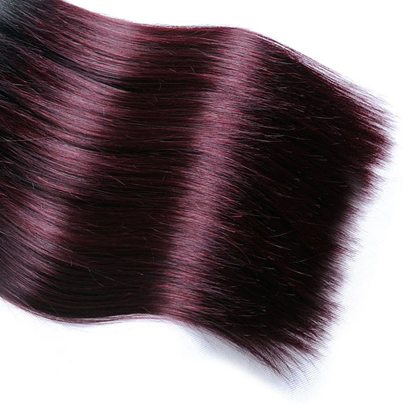 Pinshair 1B бордовое прямое, Омбре волосы бразильские волосы плетение пучки человеческих волос расширение не Реми 10-26 дюймов 1/3 пучков