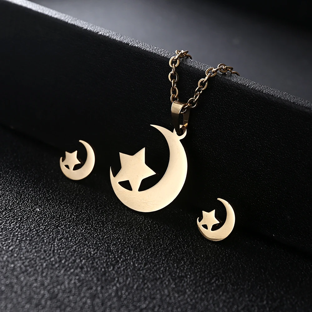 Rinhoo набор из ожерелья и сережек с подвеской в виде лошади, стрекозы, слона, Женский комплект ювелирных изделий из нержавеющей стали золотого цвета