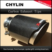 Inlet 2.5″ Outlet 4″ Stainless car glossy Carbon Fiber Car Exhaust Tip tailpipe car-styling exhaust car muffler tip Akrapovic