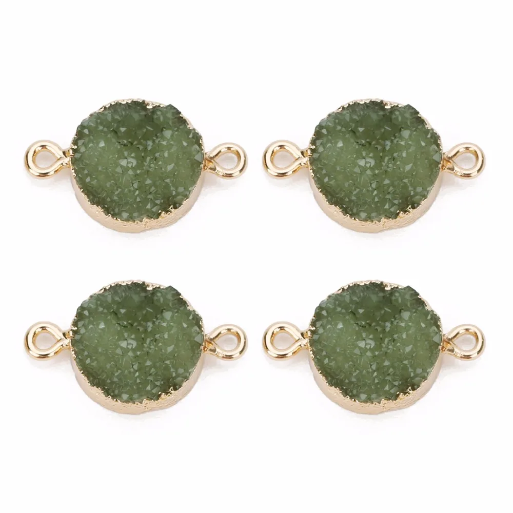 LOULEUR 5pcs/lot Colorful 13.5mm Faux Druzy Resin Charms Pendant Round Connectors For Women DIY Earrings Jewelry Making Findings