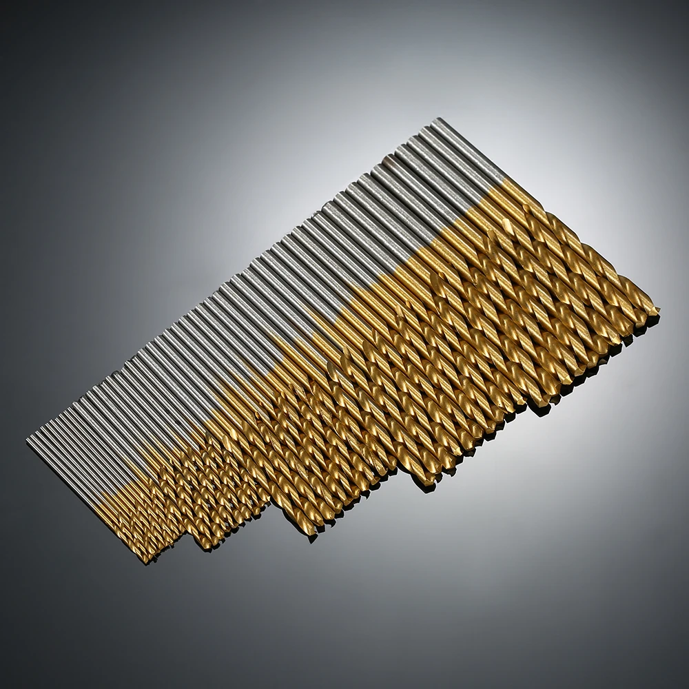 

Drill Milling Cutter Wood Carpentry Tool 50pcs HSS Plating Titanium Coated Twist Drill Bit Set Metric System 1.0-3.0mm