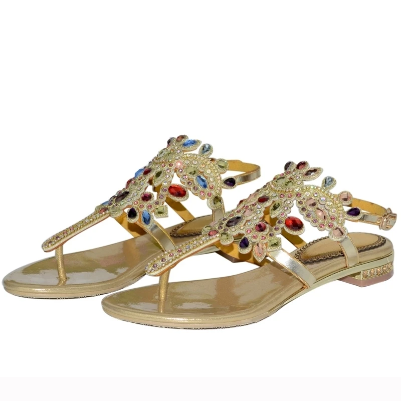 

2018 Newest European and American Diamond Flip Flop Flat Shoes Roman Sandals Bohemian Sandal Fashion Girl Beach Shoes Colorful