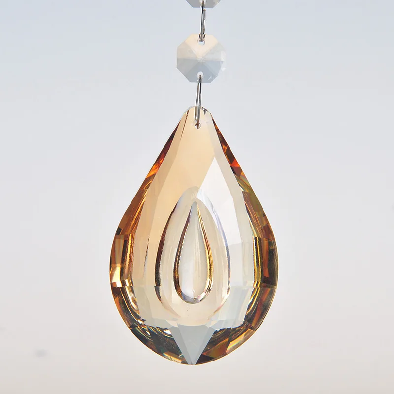 H& D шампанское лампы Призмы детали Loquat форма люстра стеклянные кристаллы Висячие капли подвески с восьмиугольной 76 мм
