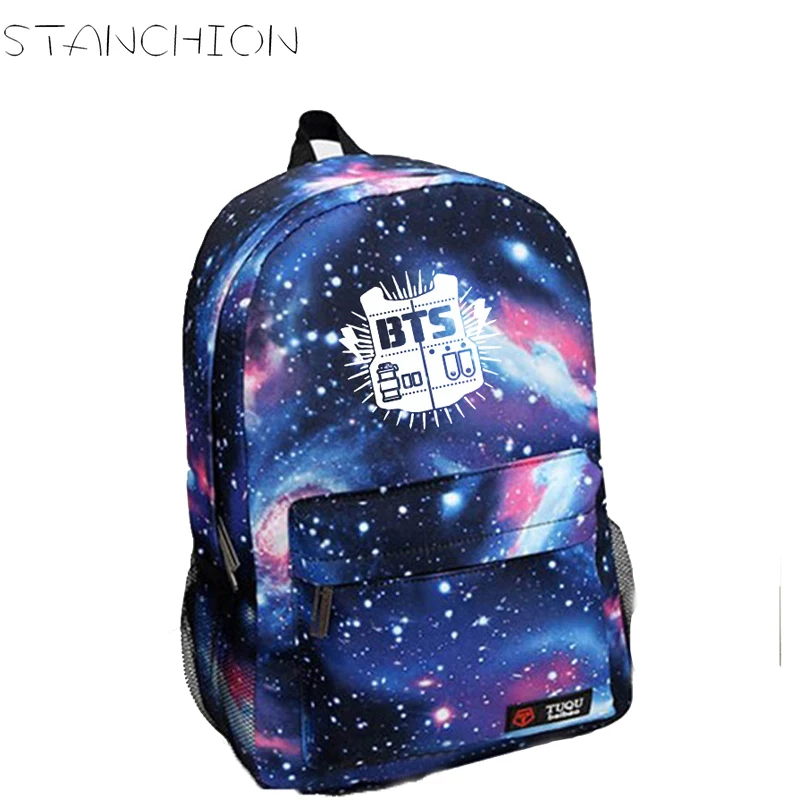 

BTS Colorful Starry Sky Printing Canvas Backpack For Women School Bags For Teenage Girls Travel Daily Back Pack Mochila Feminina