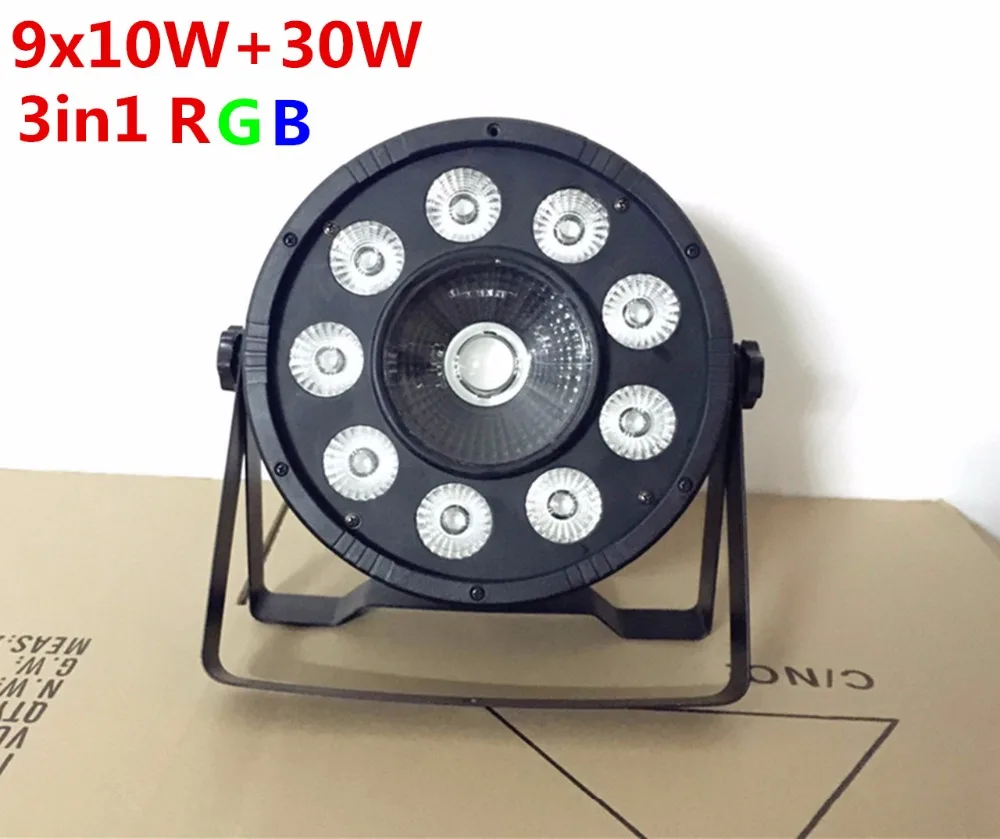 10 шт./лот светодиодный Par 9X10 Вт + 1X30 Вт RGB 3in1 СВЕТОДИОДНЫЙ Освещение сцены DJ Light DMX светодиодный Par Вечерние огни dj свет диско