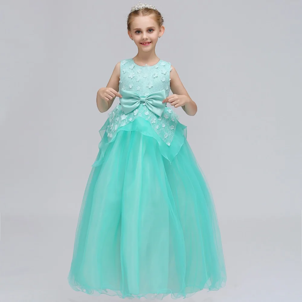 

Flower Girl Dresses For Wedding Party Formal Gown For Little Baby Girl Withe Appliques Cute Bow 2019 Summer New Style