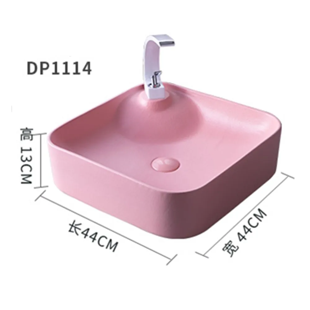 Розовый умывальник на террасе, квадратная керамическая раковина для туалета, простая ванная комната, маленькие чаши для раковины - Цвет: Dp1114sinkonly