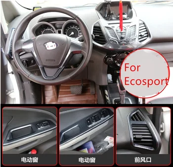 

Carbon Fibre Window Glasses Button Armrest Gear Shift Steering Wheel Frame Cover For Ford Ecosport 203 14 15 16 2017 AAA199A