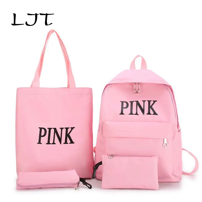 

LJT Bag Backpack Women Oxford Cloth Large-capacity Black School Bags for Teenage Girls 4Pcs/set Shoulder Backpack Women mochilas