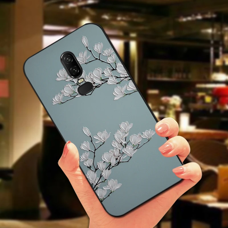 3D рельефный чехол с цветами для Oneplus 3 One plus 3T 5T роскошный мягкий черный 6 T T/1 +