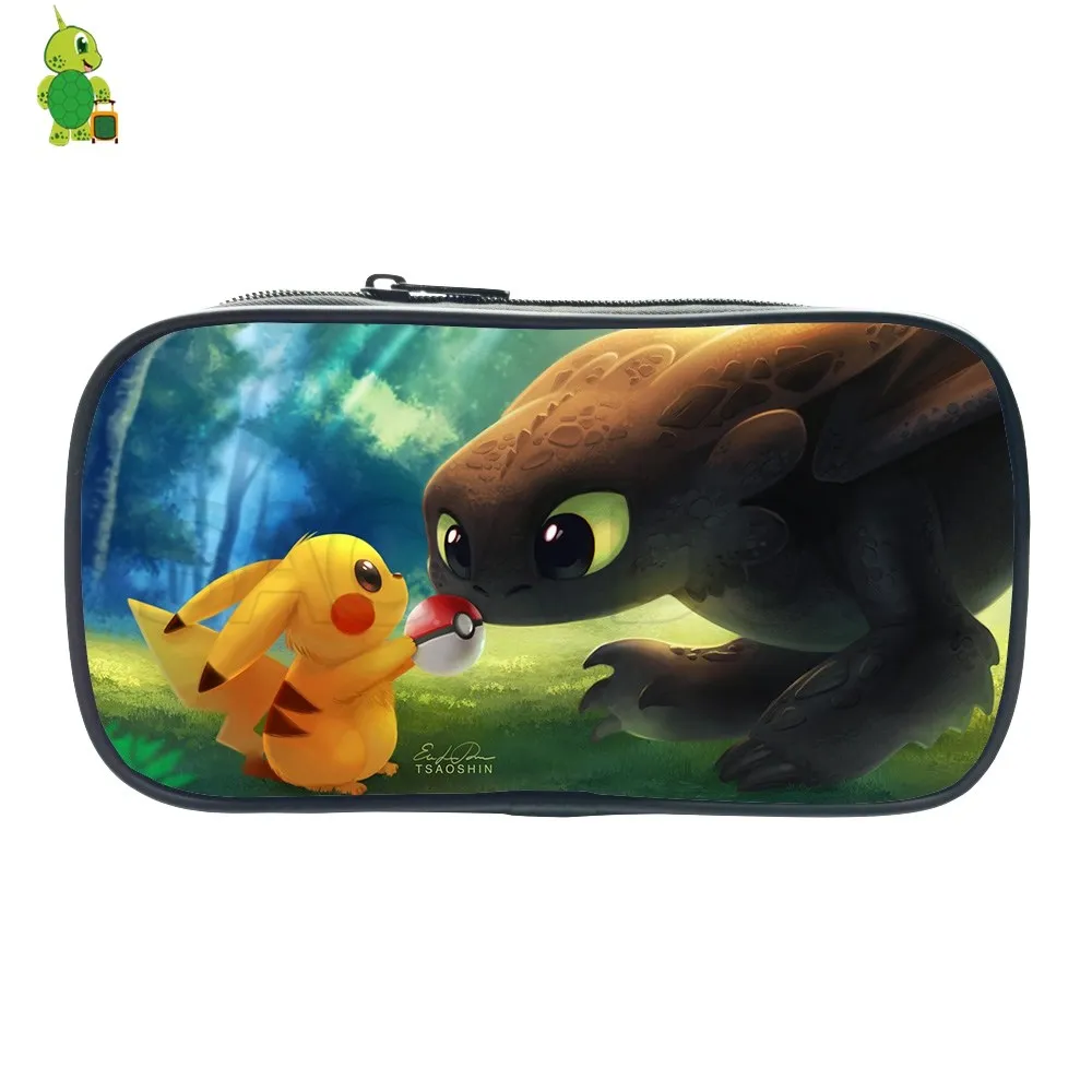 دعنا نذهب بيكاتشو مقلمة للأولاد الفتيات بوكيمون Eevee المطبوعة القرطاسية تخزين أكياس الكرتون التجميل حقيبة اللوازم المدرسية