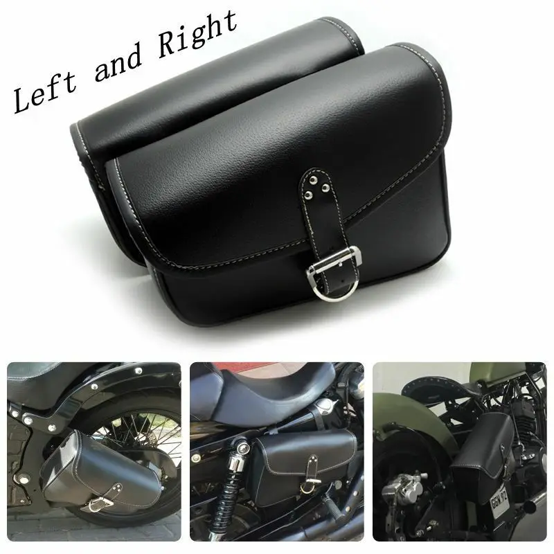 

2pcs Motorcycle PU Leather Saddle Bag Luggage Bag Solo seats Tool Bag For softail For Kawasaki VN800 For Yamaha Vstar 1100 Black