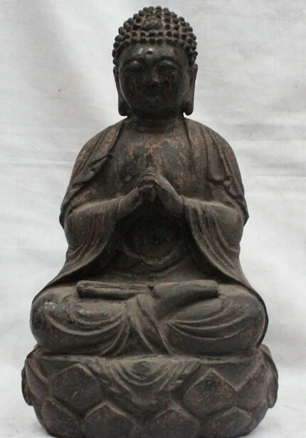 

JP S0524 10 " Chinese Dynasty Palace Buddhism Pure Bronze Seat Shakyamuni Amitabha Statue