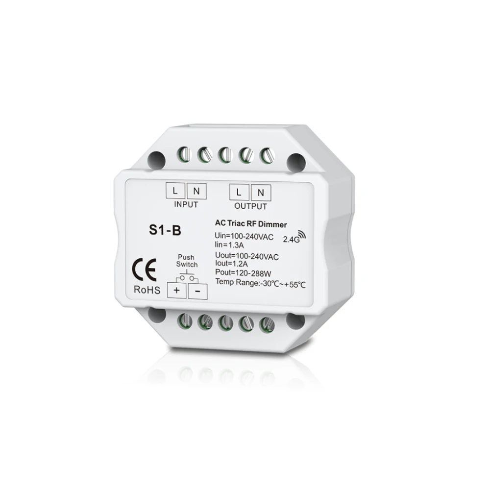 New S1-B Led Triac Dimmer AC 100-240V Input voltage;Output 100-240V 2.4GHz RF Wireless Remote RT6 4 zone Led Dimmer Controller