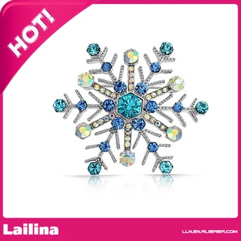 

Simulated Sapphire Crystal Snowflake Pin Rhodium Plated