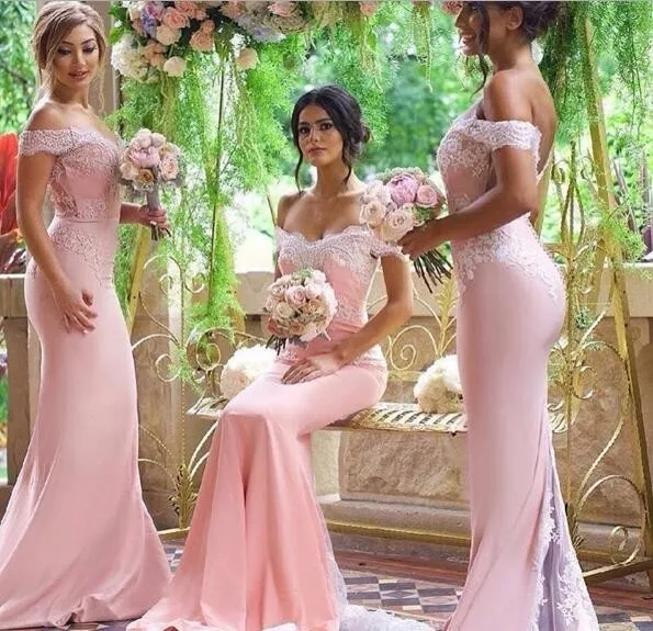 Розовые сексуальные платья невесты Длинные Русалка Милая Кружевная аппликация подружки невесты для свадебной вечеринки vestido largo