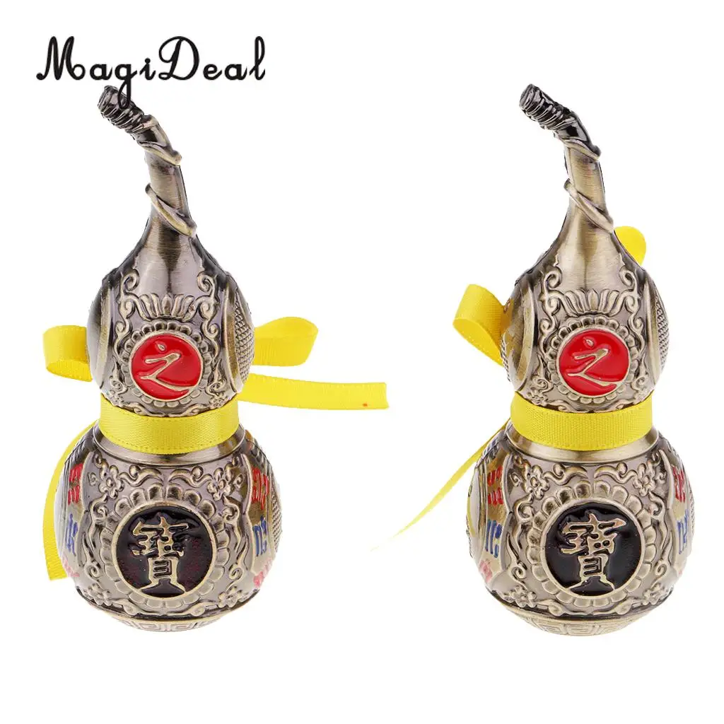 MagiDeal Vintage Chinese Fengshui Wu Lou Hu Lu Gourd Amulet Metal Crafts Accessory for Home Decoration Ornaments Collectables