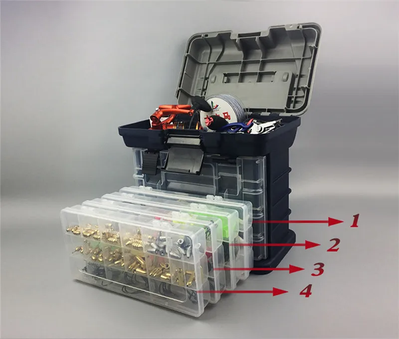 

New Product 5 Layer PP+ABS Big Fishing Plastic Tackle Box Handle Wateproof Gear Storage Lure Box Carp Rock Fishing Accessories