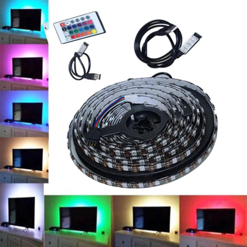 

USB LED Strip 5050 RGB Flexible LED Light DC5V RGB Color Changeable TV Desktop Screen Background Bias LED Ribbon Tape Lighting