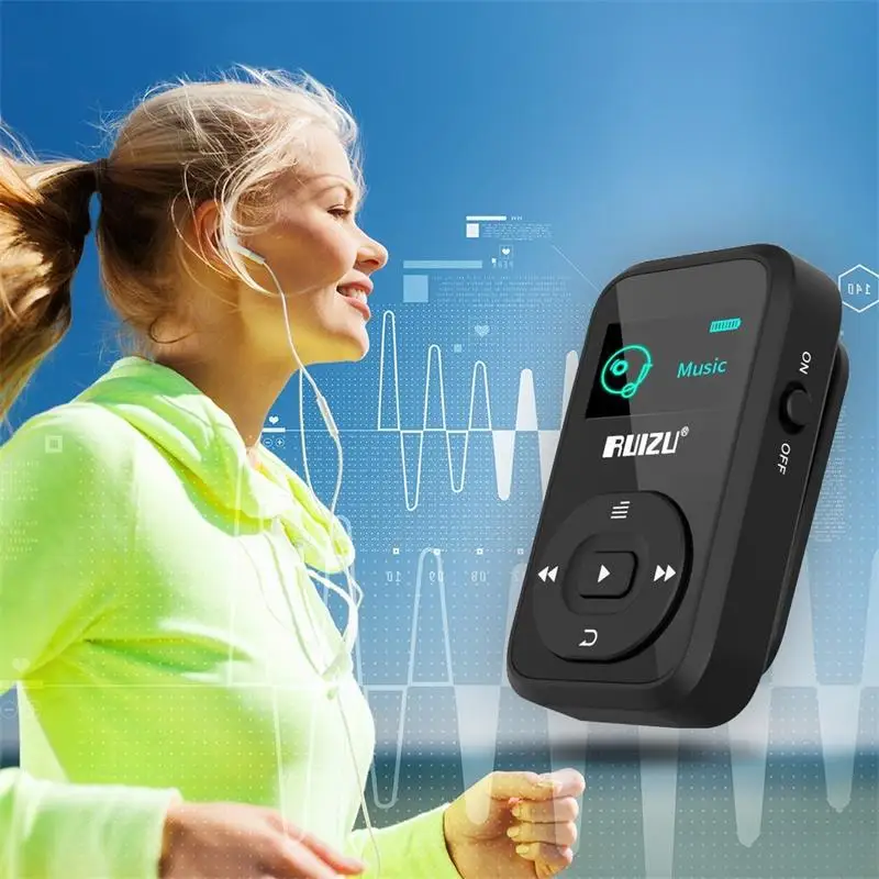 Мини RUIZU X26 клип Bluetooth MP3 плеер 8 GB Спорт mp3 плеер с Регистраторы FM радио Поддержка карты памяти+ повязки