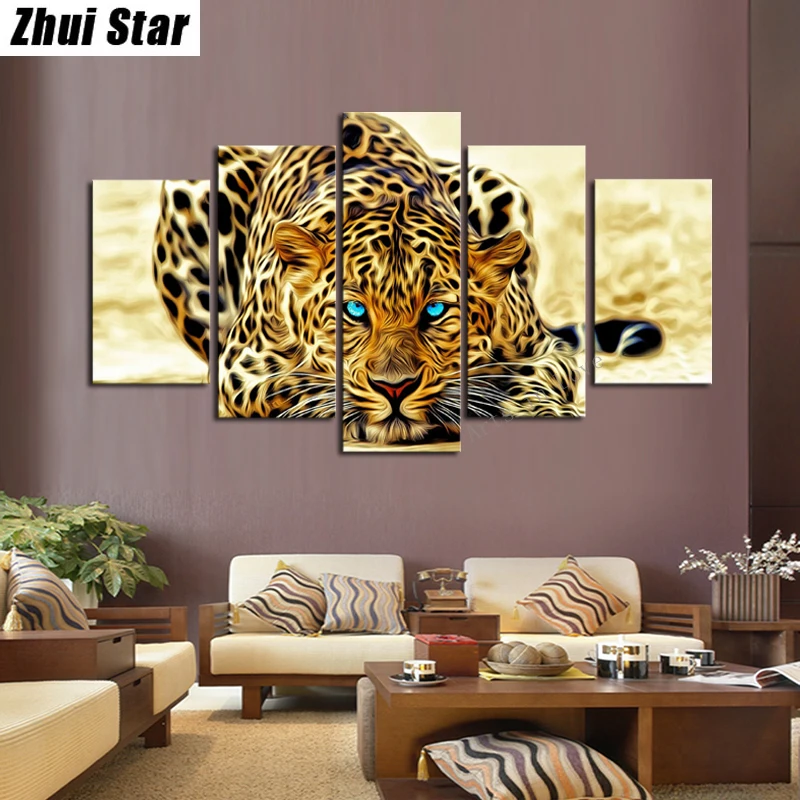 

5pcs 5D DIY Diamond Painting "Leopard" Embroidery Full Square Diamond Cross Stitch Rhinestone Mosaic Painting Home Decor Gift
