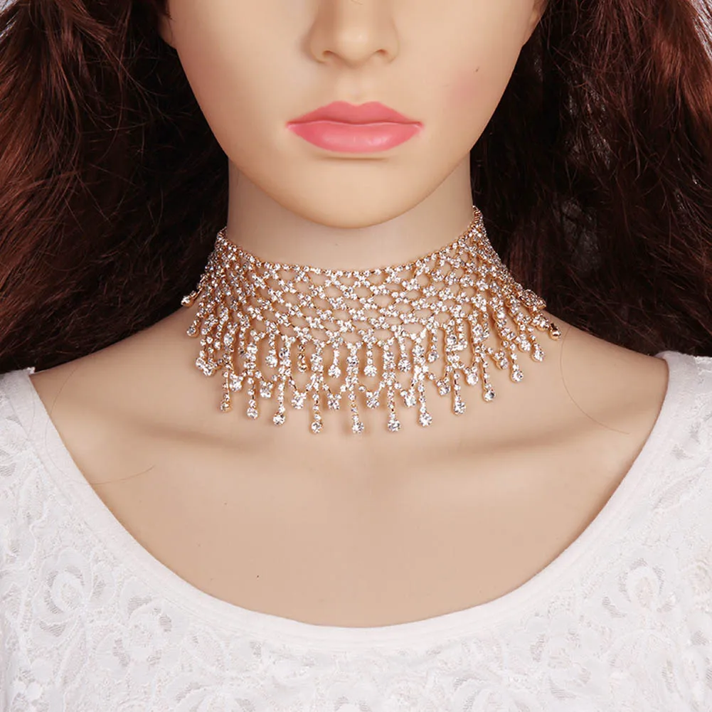 Buy Rhinestone Choker Necklace Women Multilayer Luxury