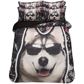 

3d Animal Dog and Cat Print 3 piece or 4 piece Polyester Bedding Set Twin Queen King Size Duvet Cover Bed Sheets Pillowcase