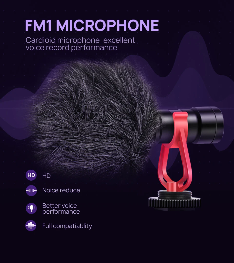 FORZAGO FM-1 видео микрофон для Zhiyun Smooth Q2 DSLR камер sony смартфон Osmo Карманный Vlogging Mic iPhone Android PK RODE