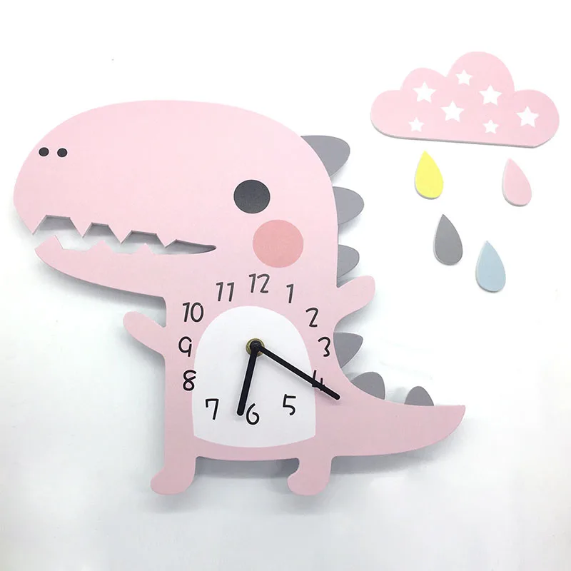 Динозавр мультфильм детская комната гостиная бесшумные DIY настенные часы с облаком воды аксессуар капля вырезать настенные часы