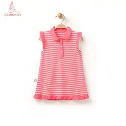 COBROO платье без рукавов для маленьких девочек с отложным воротником в полоску из 100% хлопка для 6-9-12-18 месяцев